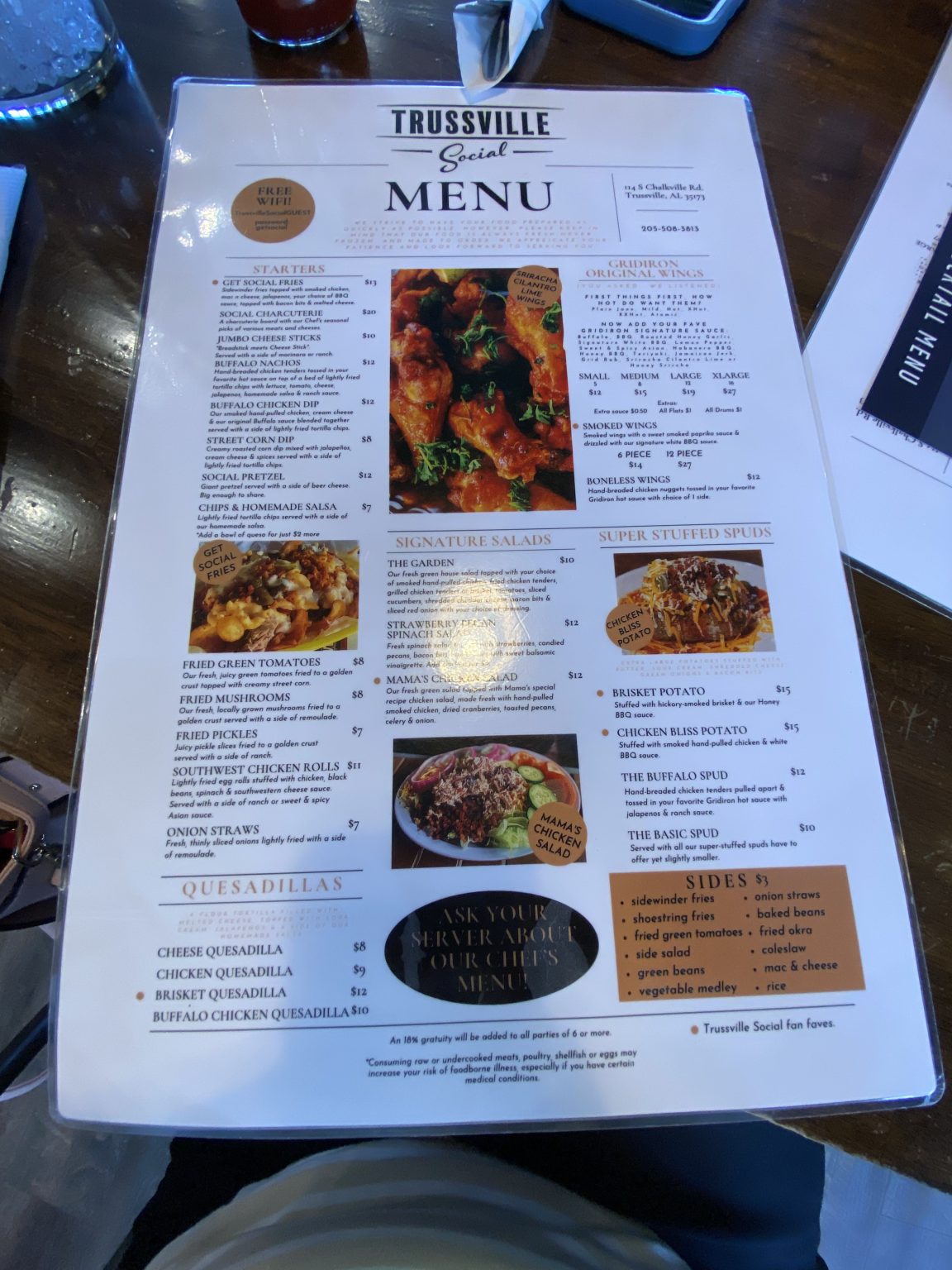 Trussville Social MENU (updated August 2024)